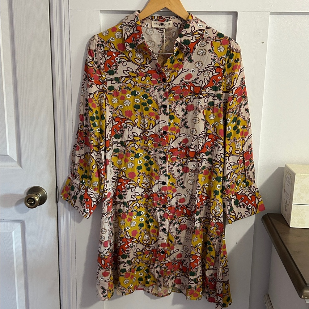 NWT Natural Life Twiggy Floral Dress Yellow Women’s Size Medium - Picture 2 of 11